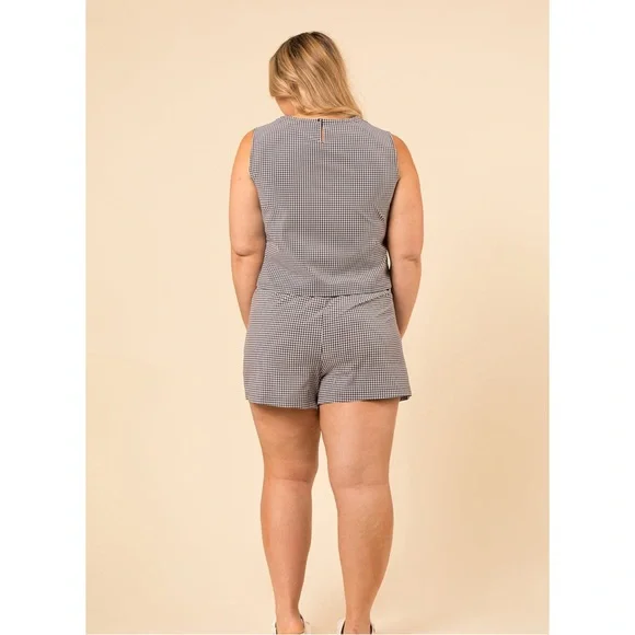 Wayre Shift & Snap Gingham Sleeveless No Iron Travel Cropped Tank Top Blouse - Picture 6 of 13